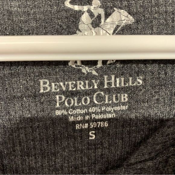 Beverly Hills Polo Club dark gray MEN'S LONG SLEEVE HENLEY T-SHIRT size S - Picture 4 of 4